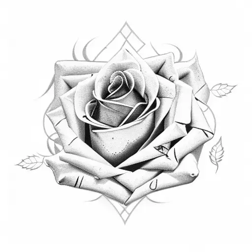 burning rose  tattoo design idea