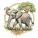 elephant under tree of life tattoo design idea
