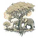 elephant under tree of life tattoo design idea