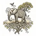 elephant under tree of life tattoo design idea