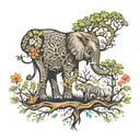 elephant under tree of life tattoo design idea