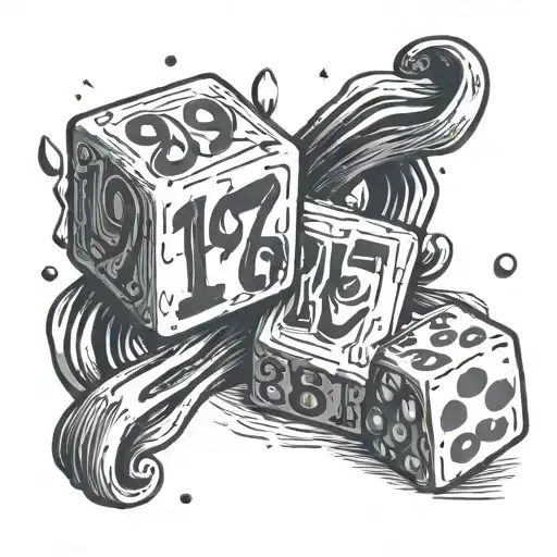 a quote saying "ALWAYS BET ON 19" with a pair of dice that has the numbwr 1 and 9 on a side tattoo design idea