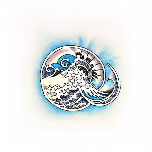 waves, surf, beach tattoo design idea