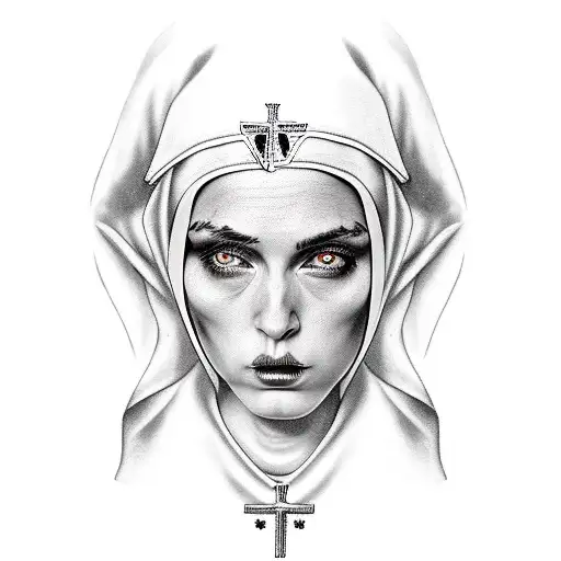 hot nun smoking tattoo design idea