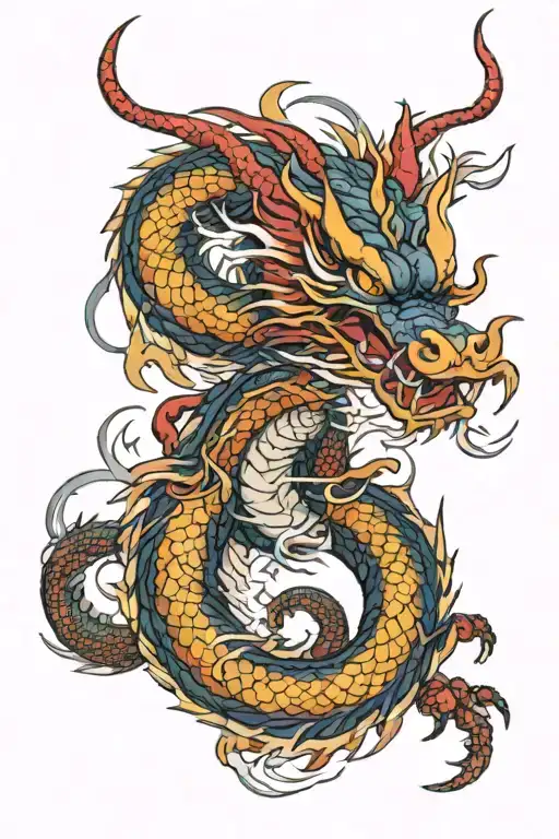 red lightning dragon wrapped tattoo design idea