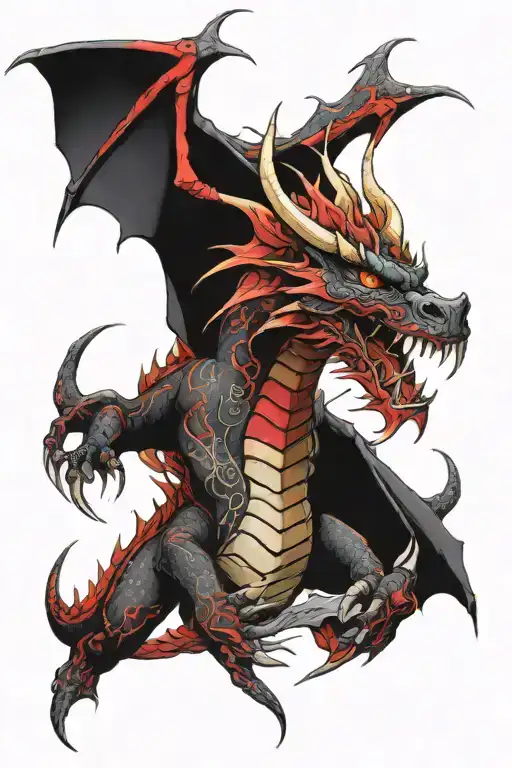 red lightning dragon wrapped tattoo design idea