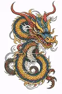red lightning dragon wrapped tattoo design idea