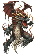 red lightning dragon wrapped tattoo design idea