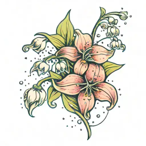 lilly of the valley flower with constellation behind it with let them under or above   tattoo design idea