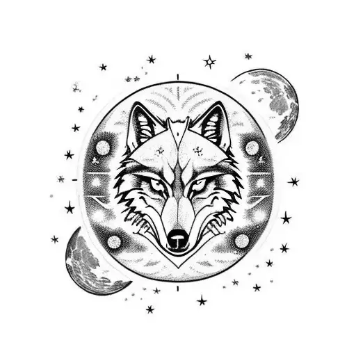 moon and wolf. has text: "The moon does nit need to be whole to be loved" tattoo design idea