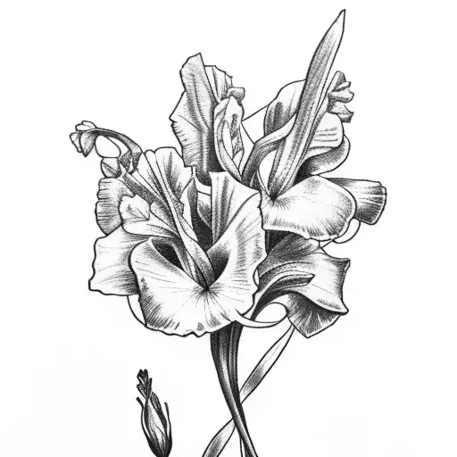 Gladiolus Rose Narcissus tattoo design idea