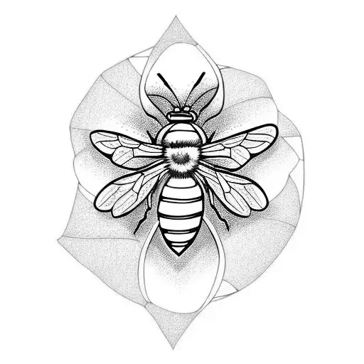 Marigold, larkspur, bee tattoo design idea