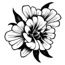 Marigold, larkspur, bumblebee tattoo design idea