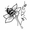 Marigold, larkspur, bumblebee tattoo design idea