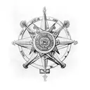  outline soldier with hermet  Wind rose, Old Spanish ship, map of Spain  tattoo design idea