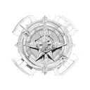  outline soldier with hermet with wind rose with Old Spanish ship, map of Spain  tattoo design idea