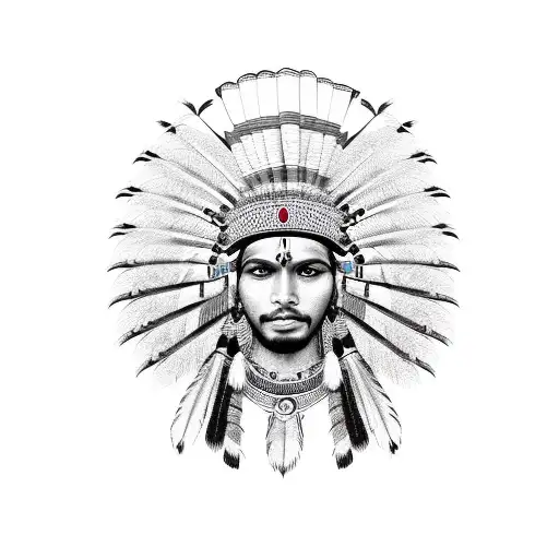 Indian head dress tattoo design idea