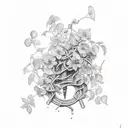stillson-pattern wrench wrapped in vines with flowers growing on the vines tattoo design idea