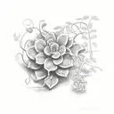 stillson-pattern wrench wrapped in vines with flowers growing on the vines tattoo design idea