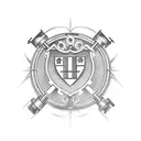 A family crest with a machinist's tools incorporated into the design tattoo design idea