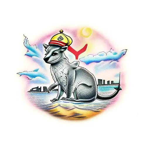 sydney landmarks with Australian animals tattoo design idea