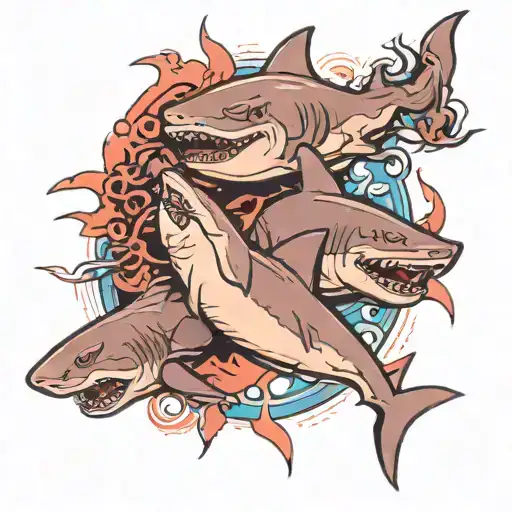 Jiu jitsu sharks tattoo design idea