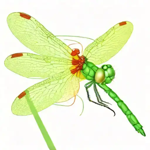 dragonfly with green, yellow and red gradient and no background tattoo design idea
