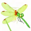 dragonfly with green, yellow and red gradient and no background tattoo design idea