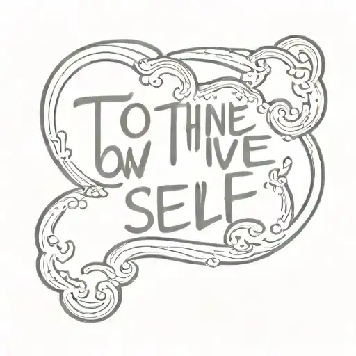 The phrase 'To thine own self, be true' written in the shape of a storm cloud tattoo design idea