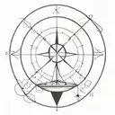 A black storm cloud morphing into a compass design tattoo design idea