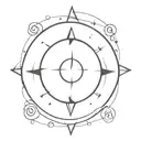 A black storm cloud morphing into a compass design tattoo design idea