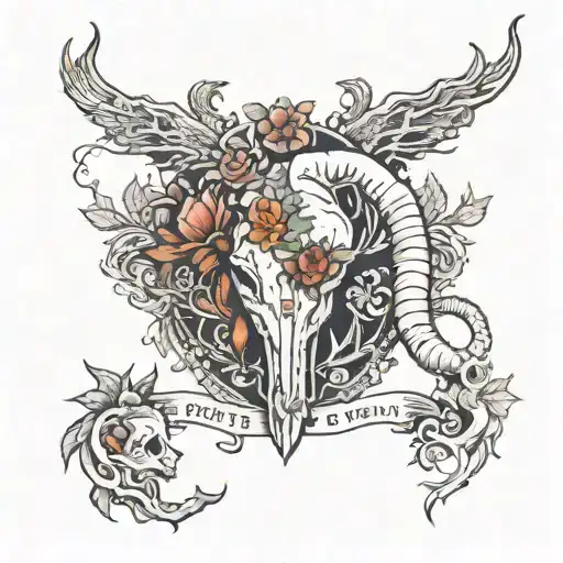 death and  bunch of roots and sorrow and decay and elephant and fox tattoo design idea