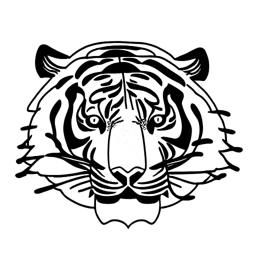 tiger full body with snapdragon flowers tattoo design idea