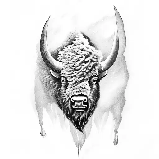 bison into the storm tattoo design idea