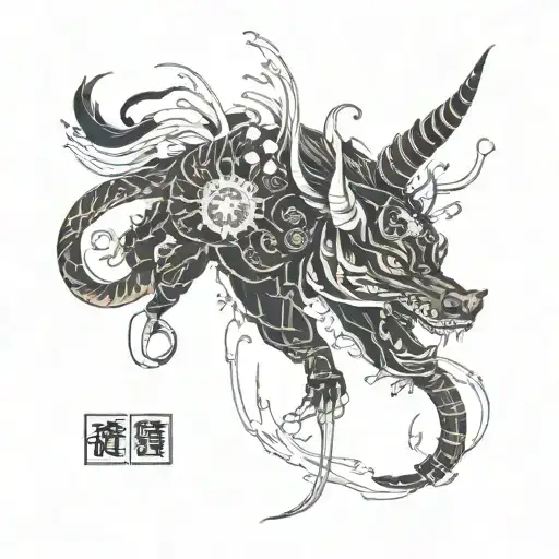 blackwork irezumi cyberpunk tattoo design idea