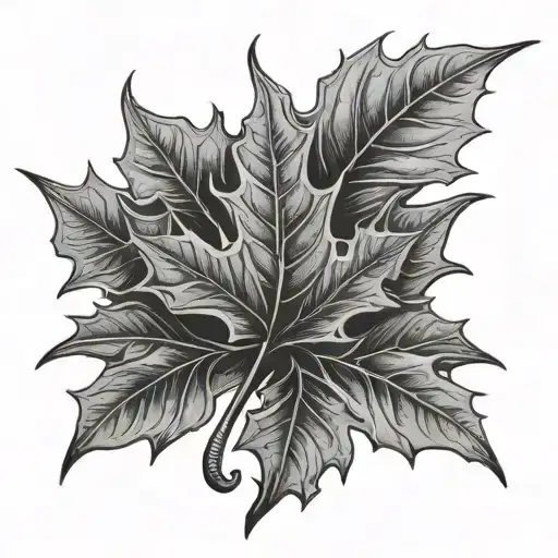 firefighting profession intertwined maple leaf  tattoo design idea