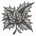 firefighting profession intertwined maple leaf  tattoo design idea