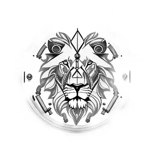 Lion and Clock Mandala merging with a steampunk aesthetic tattoo design idea