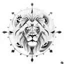 Lion and Clock Mandala merging with a steampunk aesthetic tattoo design idea