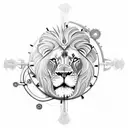 Lion and Clock Mandala merging with a steampunk aesthetic tattoo design idea