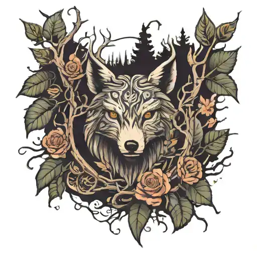 dark forest tattoo design idea