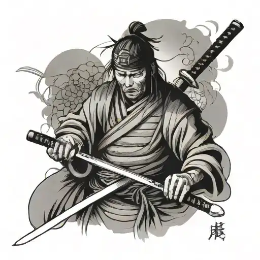 samourai with katana sword tattoo design idea