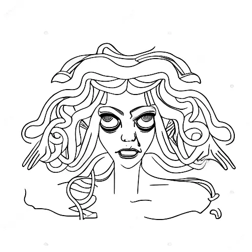 medusa standing behind a crying girl protecting her tattoo design idea