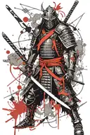 Armor of God with the aesthetic of a samurai warrior battling tattoo design idea