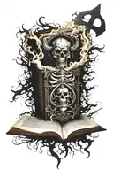 anti religion tattoo with burning bible and demon tattoo design idea