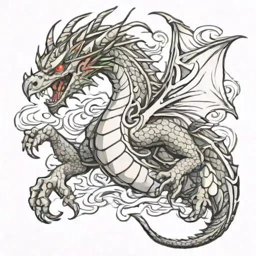 fire breathing dragon tattoo design idea