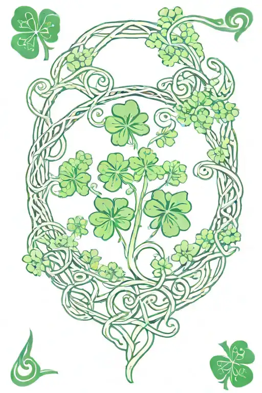 vines, shamrocks, celtic bands tattoo design idea