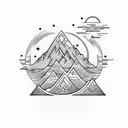 waves and mountain reciprocating with sun and moon in a diamond shaped tattoo tattoo design idea