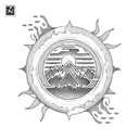 waves and mountain reciprocating with sun and moon in a diamond shaped tattoo tattoo design idea