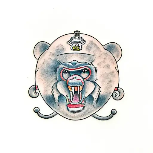monkey with banner tattoo design idea